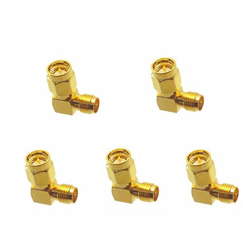 KINGDUO 5pcs SMA Male to RP-SMA Female Right Angle RF Adapter Plug