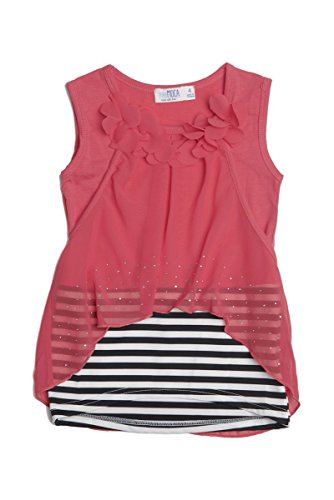 Image of ToBeInStyle Girl's Adorable Flower Print Tank Top w /Back Lace Design