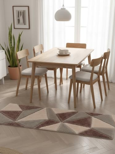 Image of 2x6 ft Shaggy Rug Runner - Fluffy Geometric Carpet for Hallway, Bedroom, and Studio with Minimalist Appeal