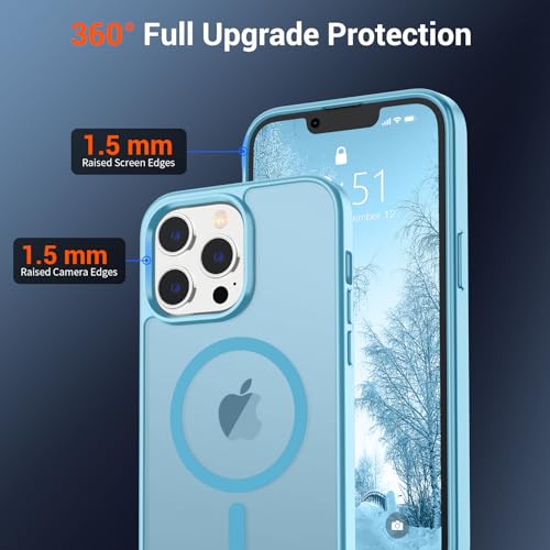 Image of SUPFINE Magnetic for iPhone 12 Pro Max Case (Compatible with MagSafe) (Military Grade Drop Protection) Slim Translucent Matte Shockproof with Anti-Fingerprint Phone Case,Light Blue