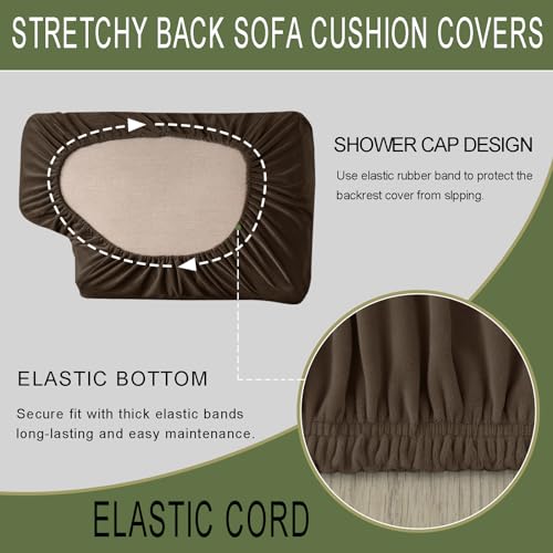 Housse de coussin de canapé velours élastique carré chic café