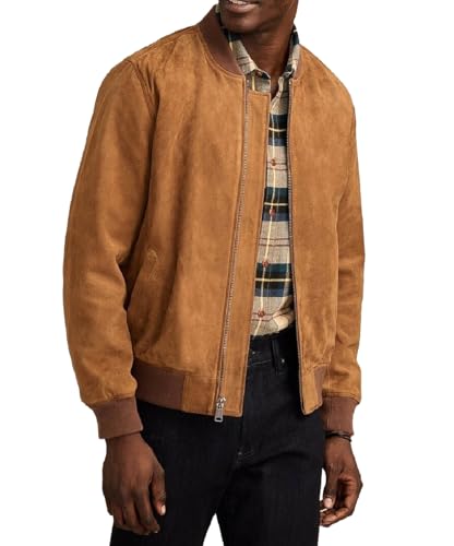Isaac & David Chicago Suede Bomber Leather Jacket Men - Suede Bomber Jacket Warm Light Real Leather Bomber Jacket Men