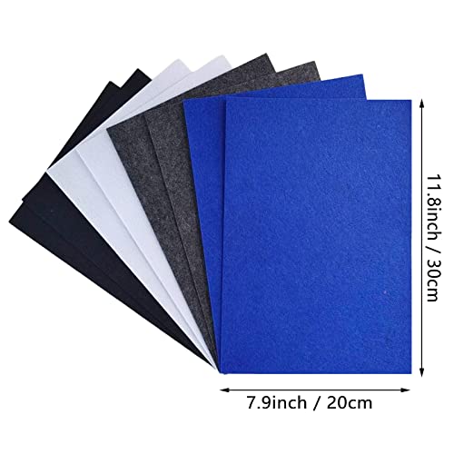 Image of Jtnohx Stiff Felt, 2mm Thick Felt Sheets for Crafts, 8 inchx12 inch Hard Felt Fabric Squares 8Pcs for DIY Projects (Black White Grey Blue)
