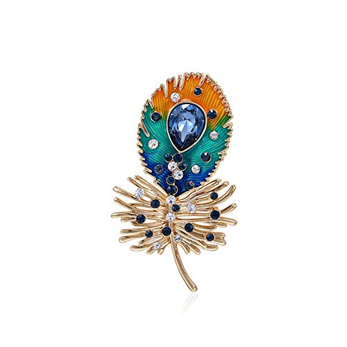 Broche femme vintage en cristaux bleu paon épingle de manteau de mode