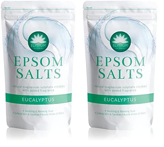 ELYSIUM SPA Natural Eucalyptus Epsom Salts, White, 450 g (Pack of 2)