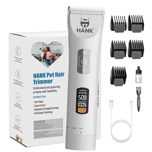 HANK Dog Hair Trimmer - Pet Hair Clipper for Dogs & Cats - LCD Di...
