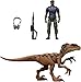 Mattel Jurassic World Rebirth Human & Dinosaur Figure Pack, Duncan Kincaid & Velociraptor, Movie Accurate 3.75 Inch Scale, Posable Collectible