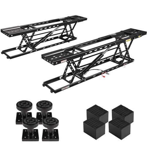 BILT HARD 8000 lb Portable Car Lift, Hydraulic Mid-Rise Auto Lift with 27.4' Max Height, Low Profile 4.48', Heavy-Duty Lift for Sedans, SUVs & Trucks
