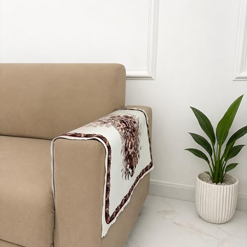 Image of Homerz Premium 'Luxe Series' Holland Velvet Sofa Cover | Smooth Finish | Anti-Skid Fleece Backing | Soft Touch Couch Seater Protector for Living Room Dustproof (Rust, 2 pc Armrest, Armrest)