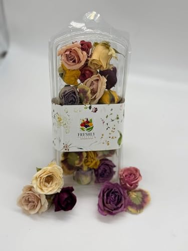 Freeze-Dried Small Roses & Mixed Flowers 0.1 Oz | About 12 Edible Rose Flowers | Dried Edible Petals For Cake Decoration, Cupcakes, Desserts, Baking, Food Garnish, Culinary Use, And Special Occasions