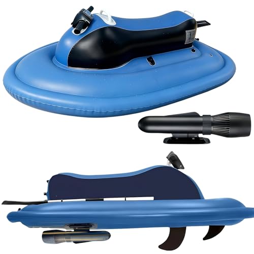 SHUMIAO Lancha Motora Inflable Plegable De 500 W, Batería De 16000 Mah, Velocidad De 3 a 9 Km/H, Autonomía De 130 Min, Carga Rápida De 3,5 H, Profundidad Máxima De 40 M, Equipo para Buceo Y Natación