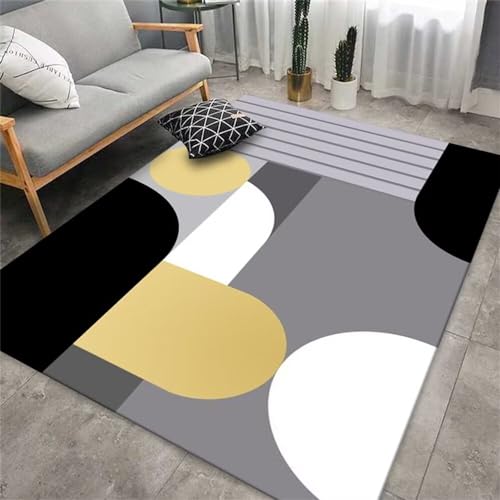 Tapis 180X250Cm gris géométrique grand format pour chambre d'ado