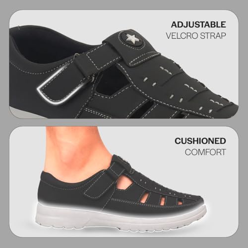 Image of FAUSTO Men's Feather Light EVA Sole Shoe Style Comfortable Dress Sandal With Memory Cushion|Stitched Hook & Loop Sandal For Work|Evening|Festive