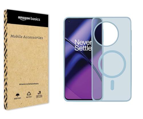 Image of amazon basics Luxury Paper Thin Case Cover for OnePlus 11 5G | Matte Finish | Compatible with magsafe | (Blue, OnePlus 11 5G)