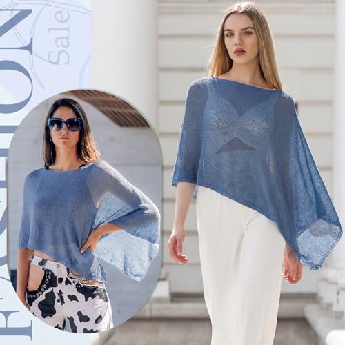 Image of Women Sheer Poncho Shrug Summer Sheer Blouse Top Lightweight Poncho Bolero for Evening Dress