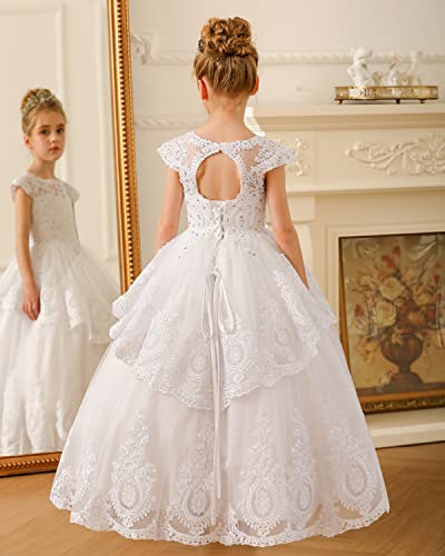 Abaowedding Beaded Lace Appliques Flower Girl Dress First Communion Ball Gown Kids Pageant Prom Dresses2