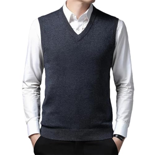 Mnjyihy Mens Fall Winter Sweater Vest Solid Color V-Neck Sleeveless Slim Fit Soft Knitted Pullover Sweater Vest