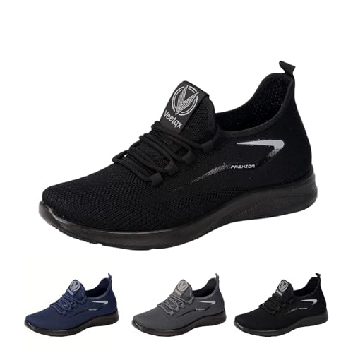 Bowling Shoes Men Orthopedic Wide Shoes Arch Support Wide Width Sneakers, Lightweight Breathable Knitted Uppers Soft Sole