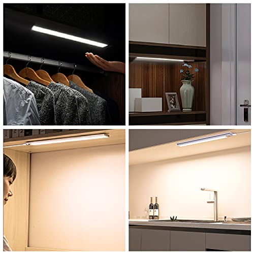 Image of VST Hand Wave Activated Under Cabinet Lights Plug in, Closet Lights, Stepless Dimming Lighting for Kitchen Shelf Cupboard Closet Workbench (12in 3Pack 4000K)
