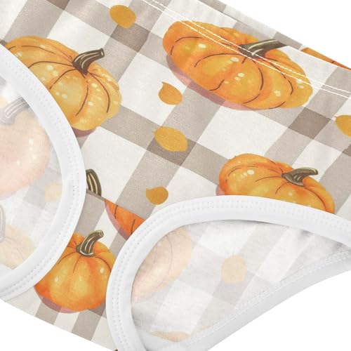 Wusikd Pumpkins Girls' Underwear Cotton Colorful Gingham Girls Briefs Soft Toddler Underwear 2T4