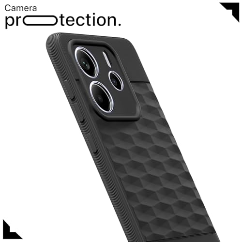 Image of Pikkme Back Cover for Redmi Note 14 5G Camera Protection 3D Hexa Cube Design Silicone Protective Bumper Case (Black)