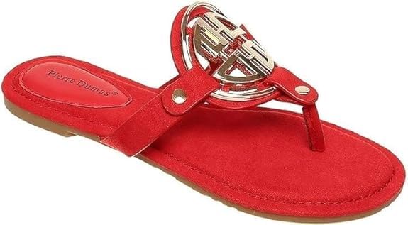 Image of Pierre Dumas Women's Medallion Vegan Slide Thong Flip Flop Flat Sandal