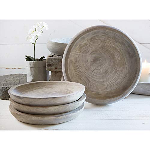 Paulownia Wood Serving Bowl, Medium, Grey,8 cubic inches