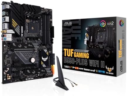 ASUS TUF Gaming B550-PLUS (WI-FI II), AMD B550 (Ryzen AM4) ATX motherboard (PCIe 4.0, dual M.2, 10 DrMOS, DDR4 4400, Intel® WiFi 6, 2.5 Gb Ethernet, HDMI, DisplayPort, USB 3.2 Gen 2 Type-A and Type-C)