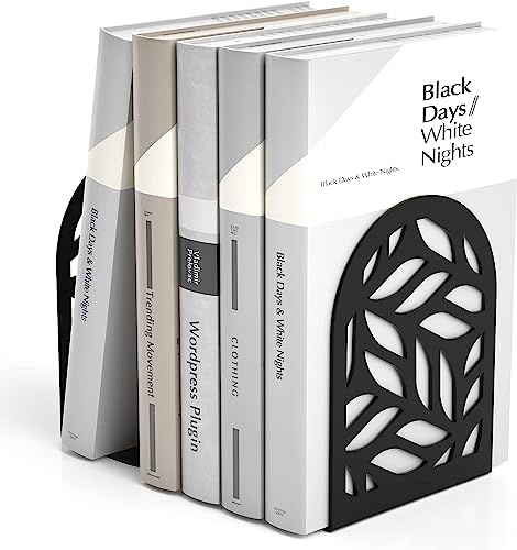 Image of Herrlich Homes Heavy Duty Book Ends to Hold Books | Decorative Bookends for Shelves| Premium Book Stoppers for Home, Office, School | Black | Pair of 1 | Large
