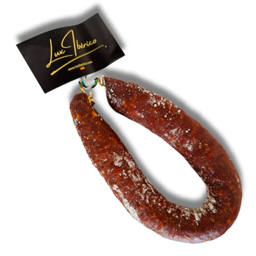 LUX IBÉRICO - Chorizo Ibérico PICANTE de Herrradura (350g) – Embutido Tradicional - Origen Extremadura - Envasado al Vacío