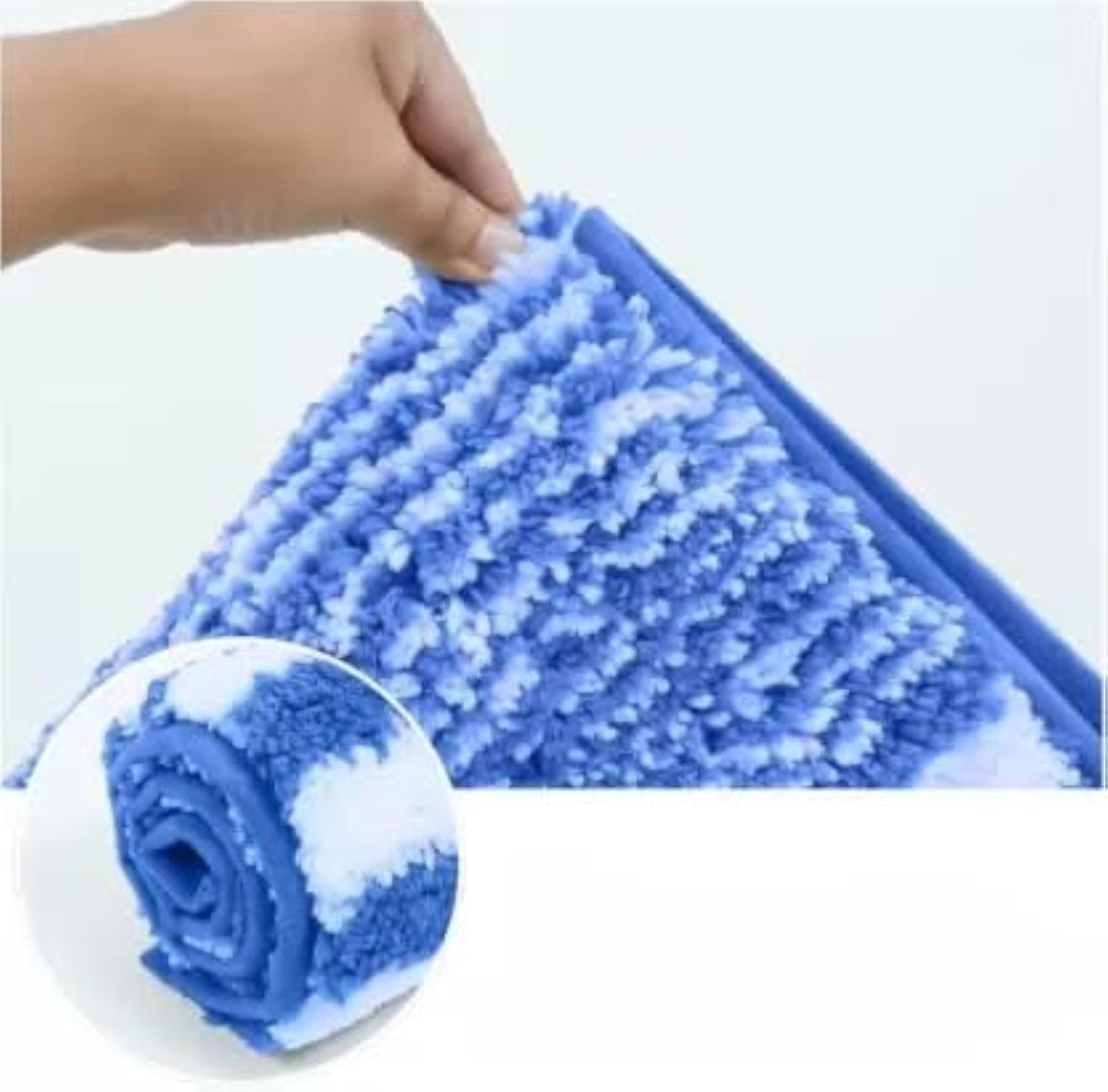 Microfiber Striped Bath Mat, Soft Absorbent