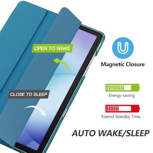 Image of MoKo for Samsung Galaxy Tab A11 Plus / A11+ Case 11 Inch 2026, Galaxy Tab A9 Plus / A9+ Case 11 Inch 2024, Slim Stand Hard PC Translucent Back Shell Smart Cover, Auto Wake /Sleep, Peacock Blue