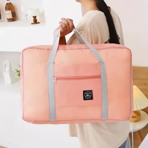 Travel Duffle Storage Bag, Portable Lightweight Large Capacity Luggage Shoulder Bag, Foldable Luggage Bag, Outdoor Supplies, Travel Supplies(Pink)4