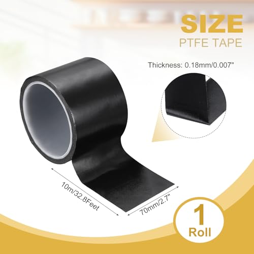 Image of PATIKIL High Temperature PTFE Tape 2-3 /4 Inch x 33 Feet, PTFE Coated Fiberglass Adhesive Tape for Vacuum Sealer Machines Hand-Impulse Sealers Insulation, Black