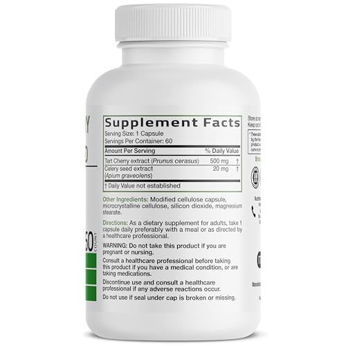 image for Bronson Tart Cherry Extract + Celery Seed Capsules - Powerful Uric Aci