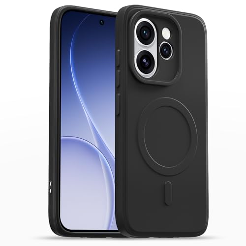 Image of Pikkme Back Cover for Oppo Reno 15 Pro Mini 5G Soft Matte Silicone | Slim Fit | Mag-Safe Design (Mag-Safe Not Support) Camera Protection Bumper Case (Black)