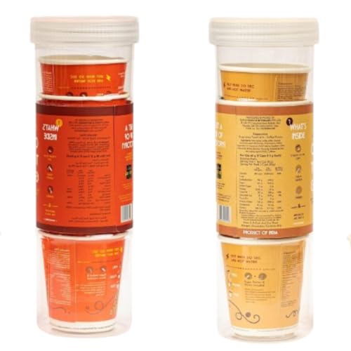 Image of Cup-Ji Instant Masala Chai & Cappuccino Combo | Instant Tea & Coffee Premix | Kadak Gharwali Chai & Cafe Style Coffee | No Added Sugar | Travel Friendly | 14 Cups Each Cup Size 210 ml