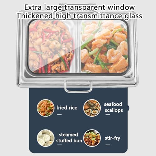 Servidor de buffet eléctrico con bandejas y tapas aisladas, mantiene la comida caliente para fiestas, reuniones, eventos, ideal para entretenimiento
