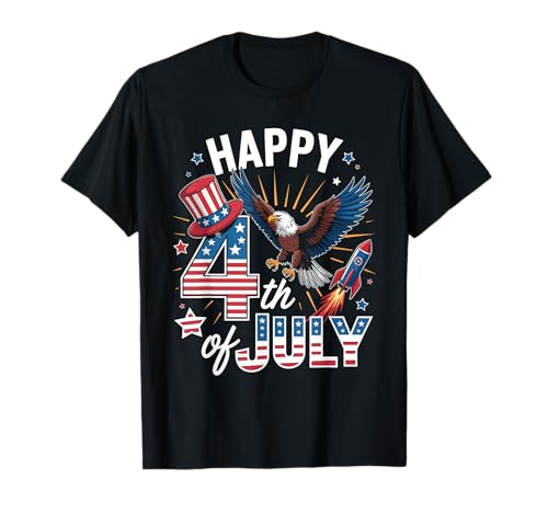 American Flag Bald Eagle Patriotic Happy 4th of July USA T-Shirt