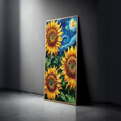 Tableau sur toile Tournesols sans cadre 80x140cm pour decoration murale