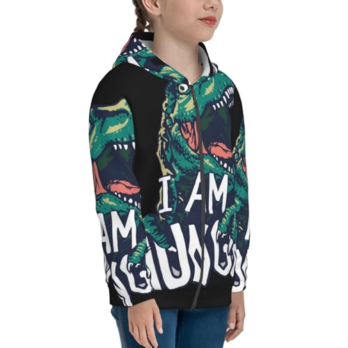 Hungry Tyrannosaurus Kids Pullover Hoodies Boys Zip Up Sweatshirts Girls Athletic Clothes with Pocket4