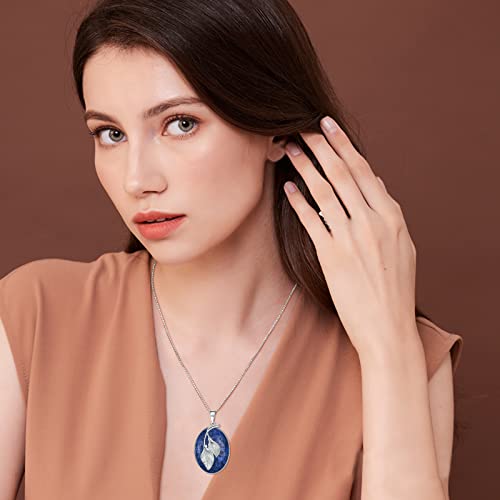 Vijashop Leaf Necklace Lapis Lazuli Necklace Natural Gem Stone Pendant Necklace Charm Vintage Fashion Necklace Gifts For Women Girls Birthday Graduation #TOP2