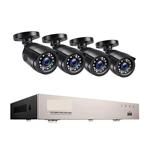 RKYRRKI Kits de cámara de vigilancia, sistema CCTV de 8 canales 1080P para exteriores, 5 MP Lite Video DVR con 4/8 cámaras de seguridad de 2 MP día/noche, sistema de videovigilancia para el hogar