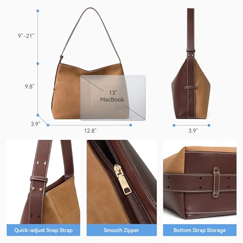 Image of BOSTANTEN Suede and Vegan Leather Purses for Women Roomy Shoulder Handbag