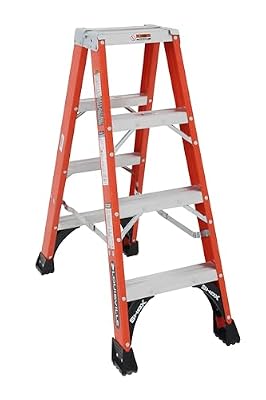 Louisville Ladder 4-Foot Fiberglass Twin Front Step Ladder, 375-Pound Load Capacity, Type IAA, FM1404HD