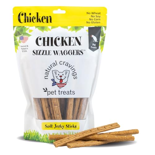 Natural Cravings Sizzle Sticks Jerky Dog Treats | 12 oz. Bag | Product of USA - Smells Great | Chicken