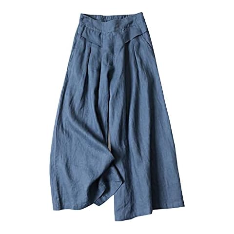 Gihuo Women's Casual Cotton Linen Palazzo Pants Cover