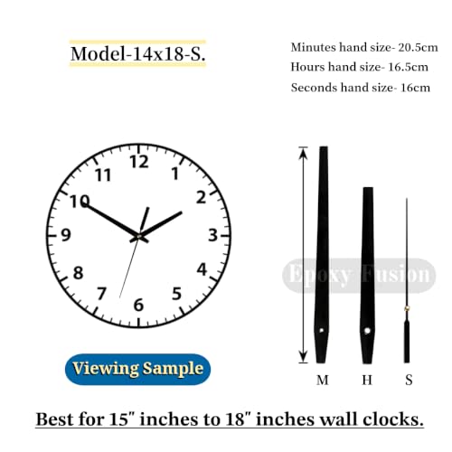 Image of Black Metal Clock Hands Replacement Set - Modern Metallic Needles for DIY Wall Clocks Making, Resin Art & Crafts (Set of 1)