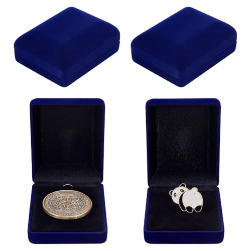 Caja para exhibir insignias de terciopelo azul medianoche 4 piezas miniatura 1