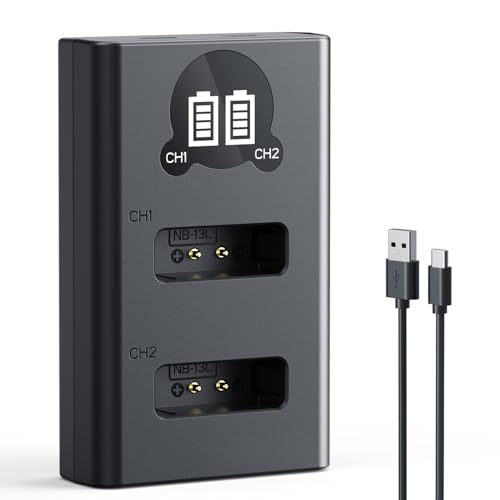 K&F CONCEPT NB-13L �[�d�� �o�b�e���[ �`���[�W���[ �J�����o�b�e���[�p �d�r�c�ʕ\�� Canon�Ή� PowerShot G7 X Mark II/G7 X/G9 X/G9 X Mark II/G5 X �L���m���Ή� SX620 HS/